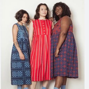 $295 Ace & Jig Cliff Dress in Melbourne, Size Small S Red Blue Stripes Ethical